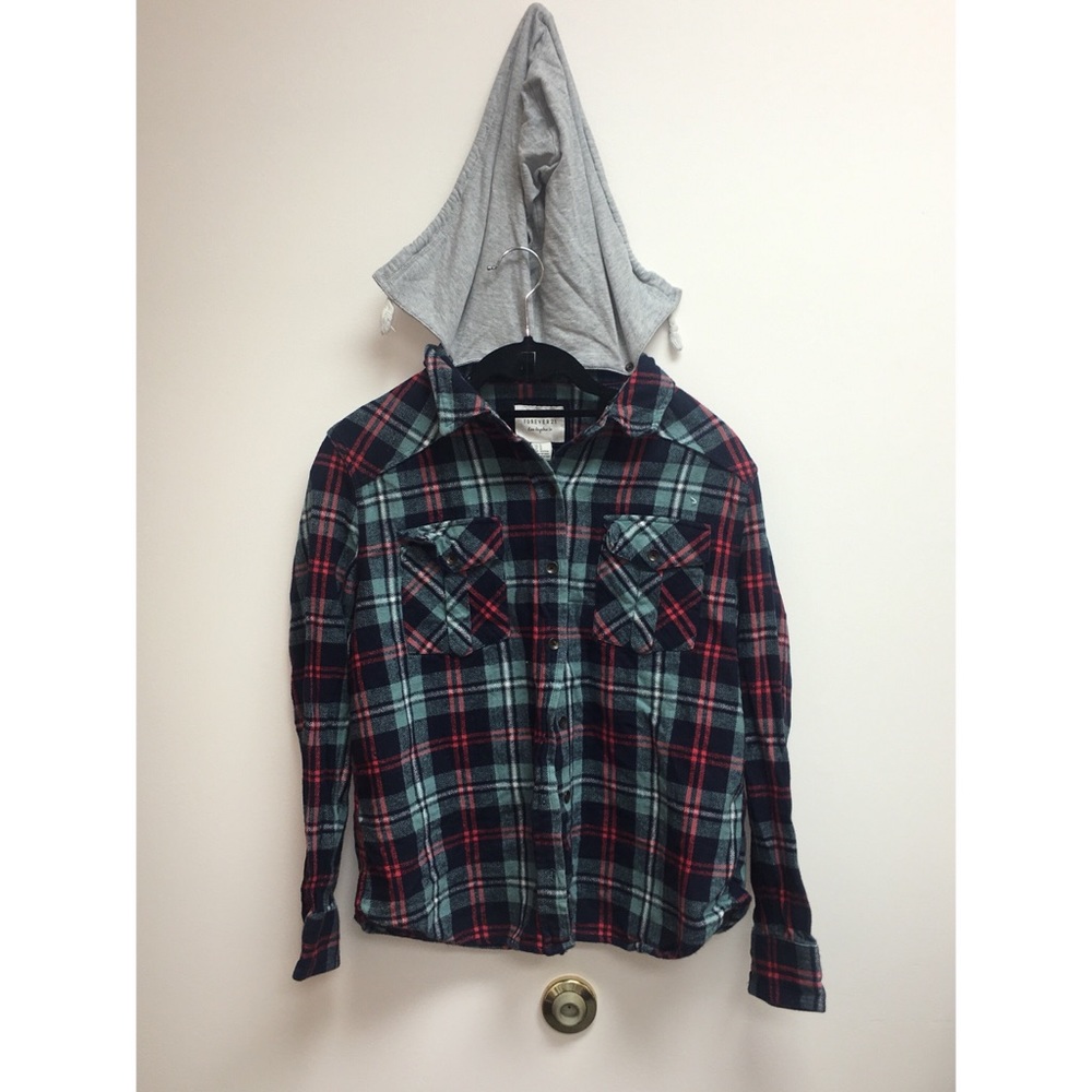 Flannel with removable hood